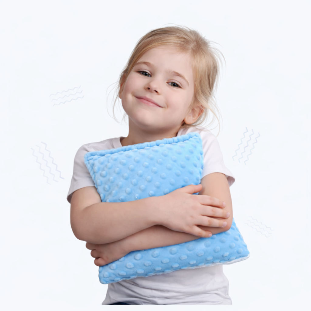 Niña con cojín sensorial El Búho Azul