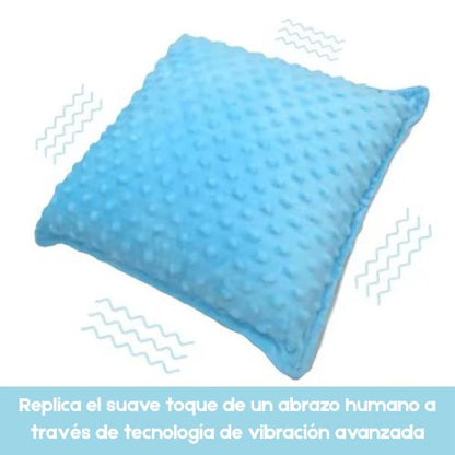 Cojín sensorial vibratorio El Búho Azul en color azul, con textura suave y burbujas, ideal para bebés y niños pequeños